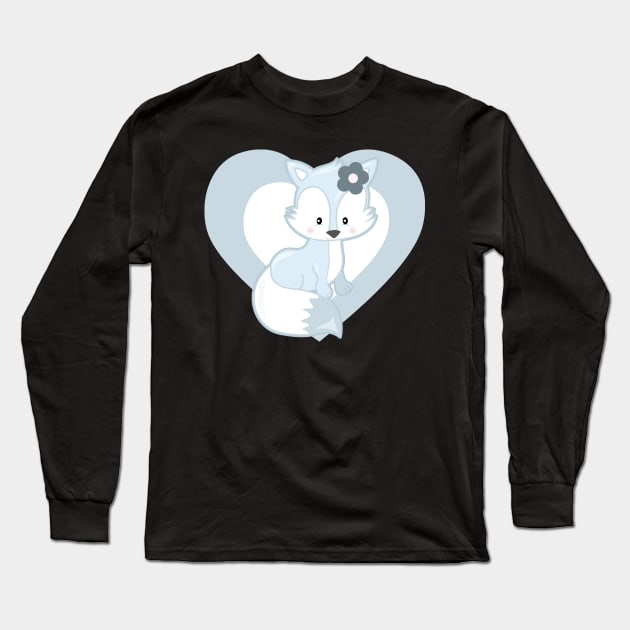 Cute White fox Heart for Fox Lovers Long Sleeve T-Shirt by HeartsandFlags